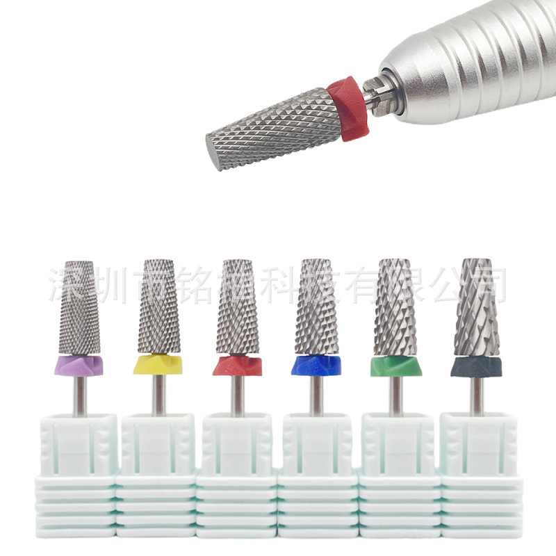 Foreign trade hot-selling nail tungsten steel grinding head 7.0mm series conical flat head cross tooth oblique Nail Polish glue tool