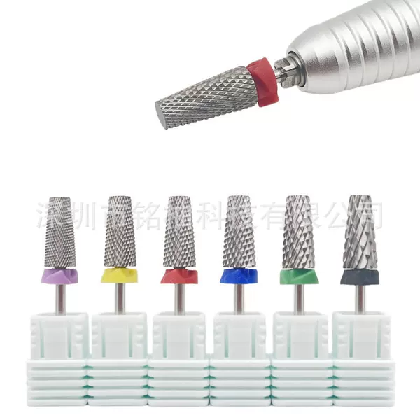 Foreign trade hot-selling nail tungsten steel grinding head 7.0mm series conical flat head cross tooth oblique Nail Polish glue tool