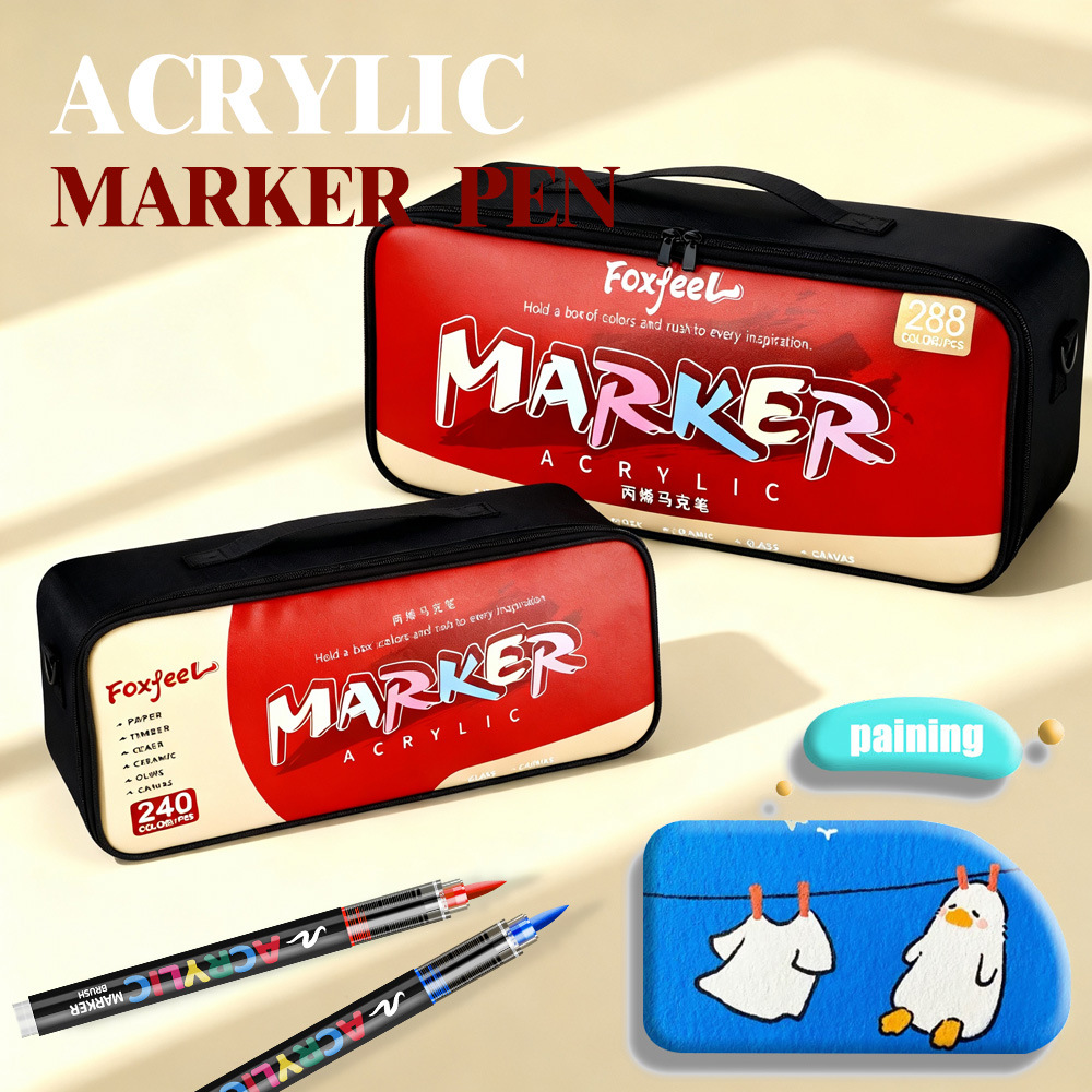 Bolsa de tela marcador bolígrafo conjunto de dibujo de estudiantes papelería caja de regalo de color grande bolígrafo de vinilo dibujado a mano bolígrafo didiy