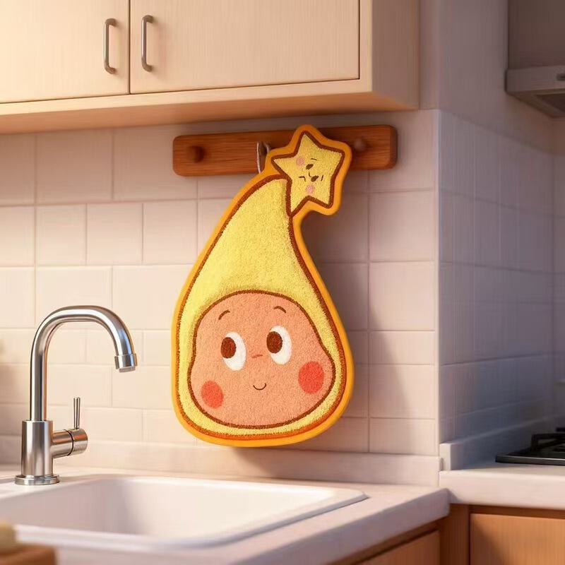 Cross-Border Large Star-Shaped Hand Towel, Hanging Absorbent Square Towel for Kitchen, Bathroom, and Washroom, Hand Wipe Cloth, Cleaning Cloth, Coaster