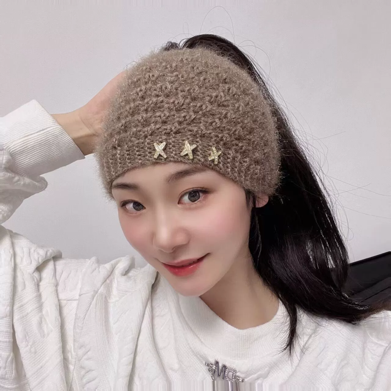 Шарф, бархатная повязка на голову с белкой, бархатная повязка на голову с кристаллами в корейском стиле, шерстяная повязка на голову, мягкий, приятный для кожи, мягкий, теплый, шарф для защиты ушей.