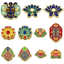 古法金双面滴油莲花寿字符号直孔间隔珠diy手工编织红绳饰品配件