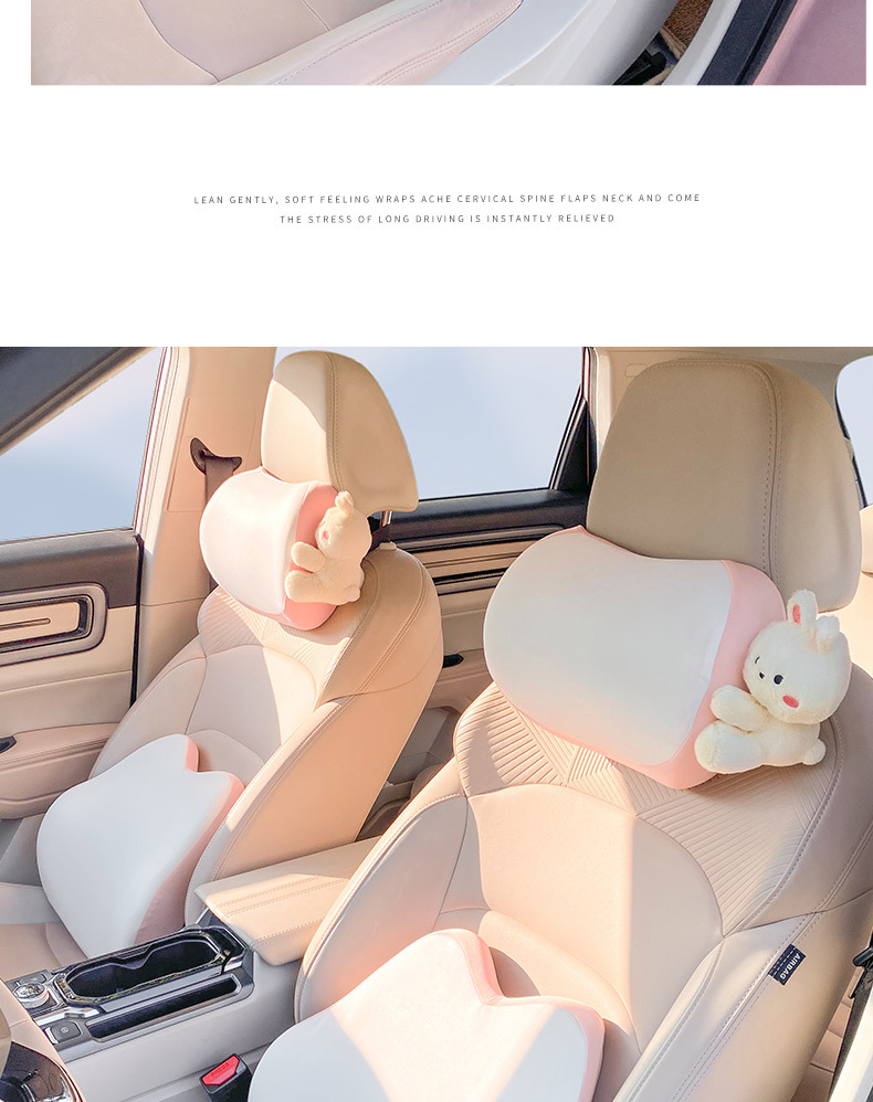 Car headrest neck pillow Four Seasons Universal driving pillow car pillow a pair of car waist support memory foam cute
