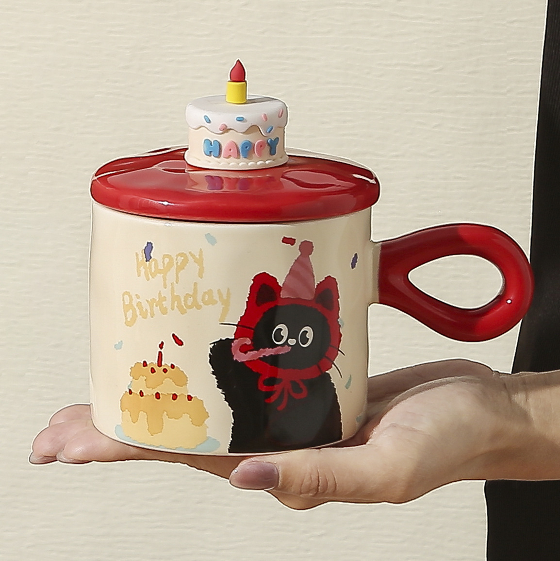 Regalo de cumpleaños de cerámica taza de agua de pareja de alto valor de caricatura encantadora caja de regalo de gato regalo de acompañante taza de desayuno