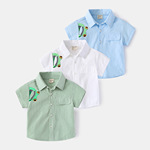 Мультяшная летняя светлая рубашка для мальчиков для отдыха, короткий рукав, в корейском стиле, широкая цветовая палитра