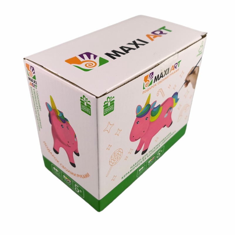 Niños DIY pintado a mano color blanco acuarela creativa mini unicornio depósito de dinero graffiti blanco pintura de patrón