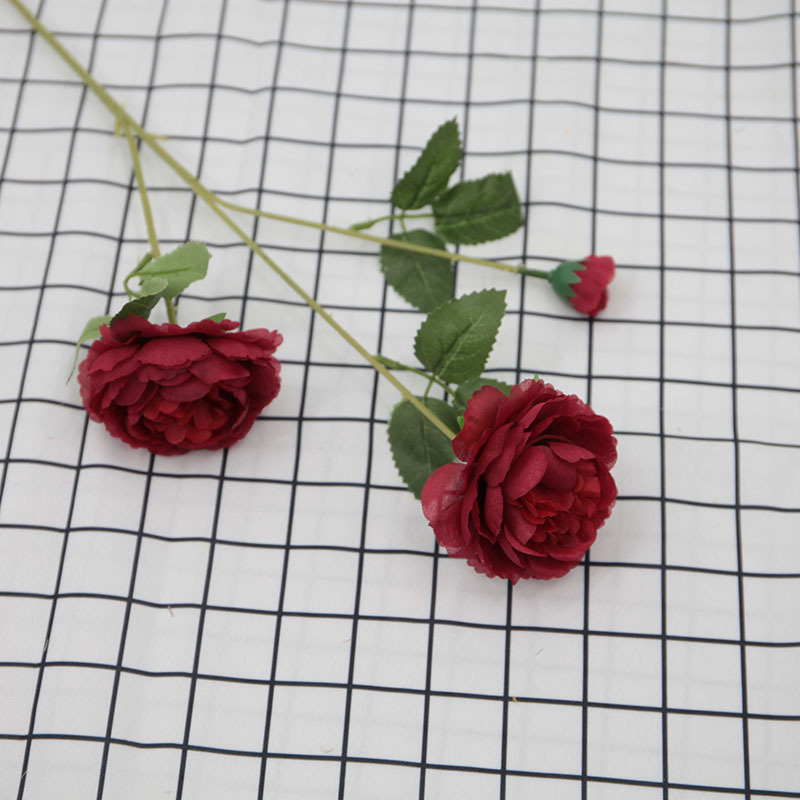 Fábrica al por mayor de flores de peonía europea 3 flores de simulación en casa decoración de boda flores falsas peonía de tres cabezas