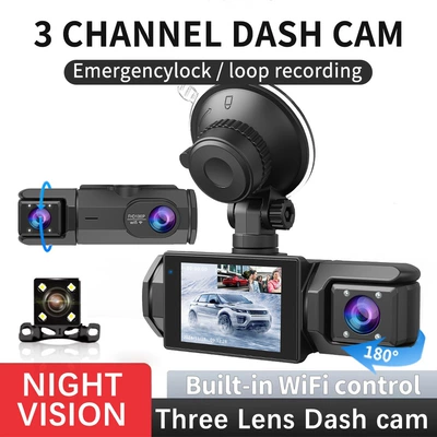 Cross-Border Hot-Selling Model: 3-Camera Simultaneous Driving recorder - with-wifi-front-inside-rear-of-the-car