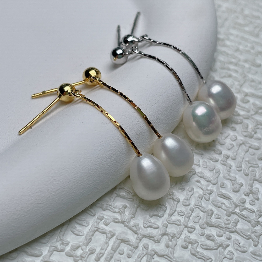 1 Pair Freshwater Pearl Seed Bead Copper Freshwater Pearl Freshwater Pearl Earrings Tassel Solid Color Drop Earrings Earrings Ear Line display picture 3