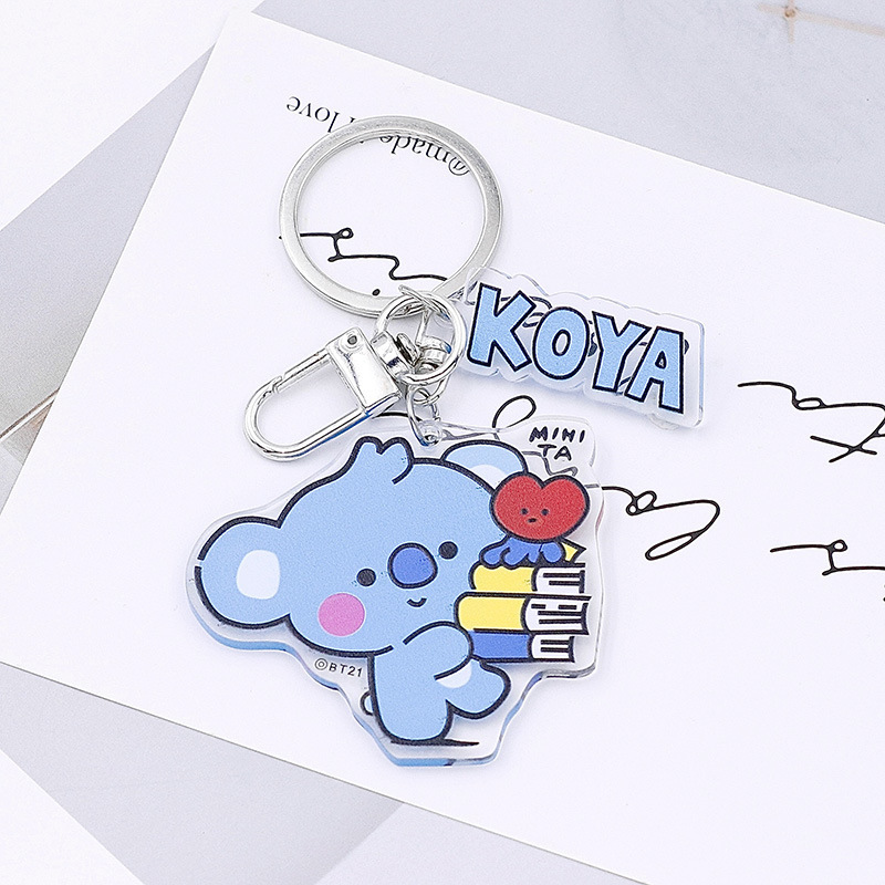 韓国版ボーイズグループ BT21 漫画キーホルダー男性と女性のカップル RJ TATA バッグ車のキーホルダーペンダント|undefined