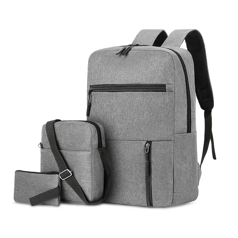 Set for leisure, backpack, laptop, business version, 3 piece set, Korean style
