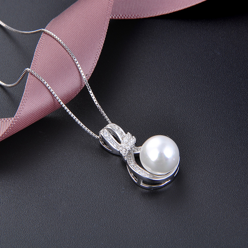 925 plata esterlina collar de perlas de piedra de diamante ligero lujoso diseño de la collar de perlas de perlas de moda