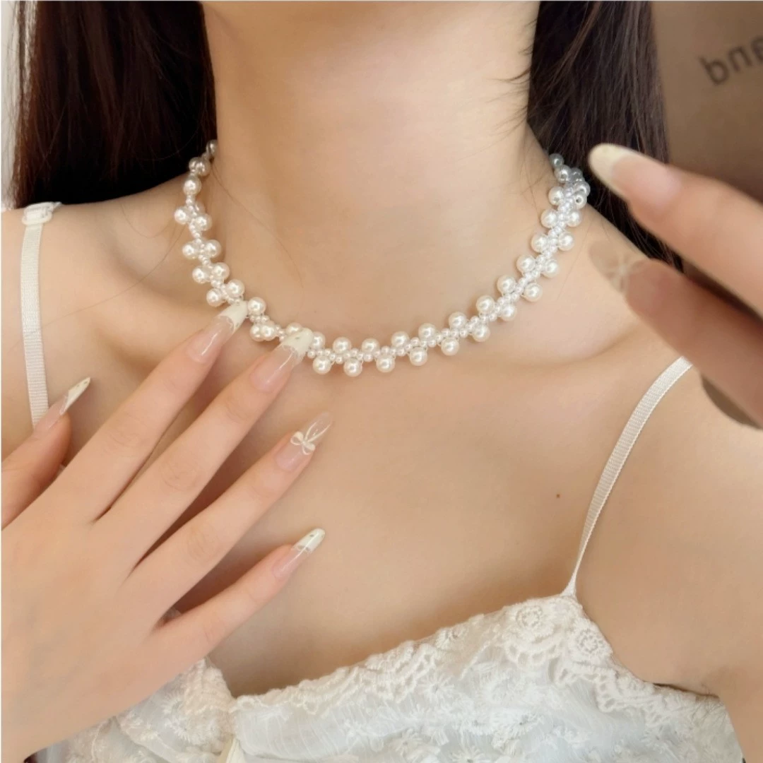 Жемчужное ожерелье, ретро французский стиль, чокер и длинные бусы, лёгкая роскошь