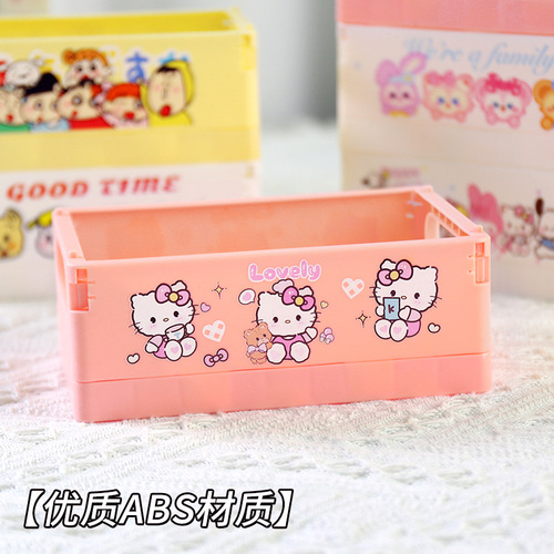 Original cartoon desktop foldable plastic storage box beautiful girl cartoon cute Japanese style sundries storage and organization basket