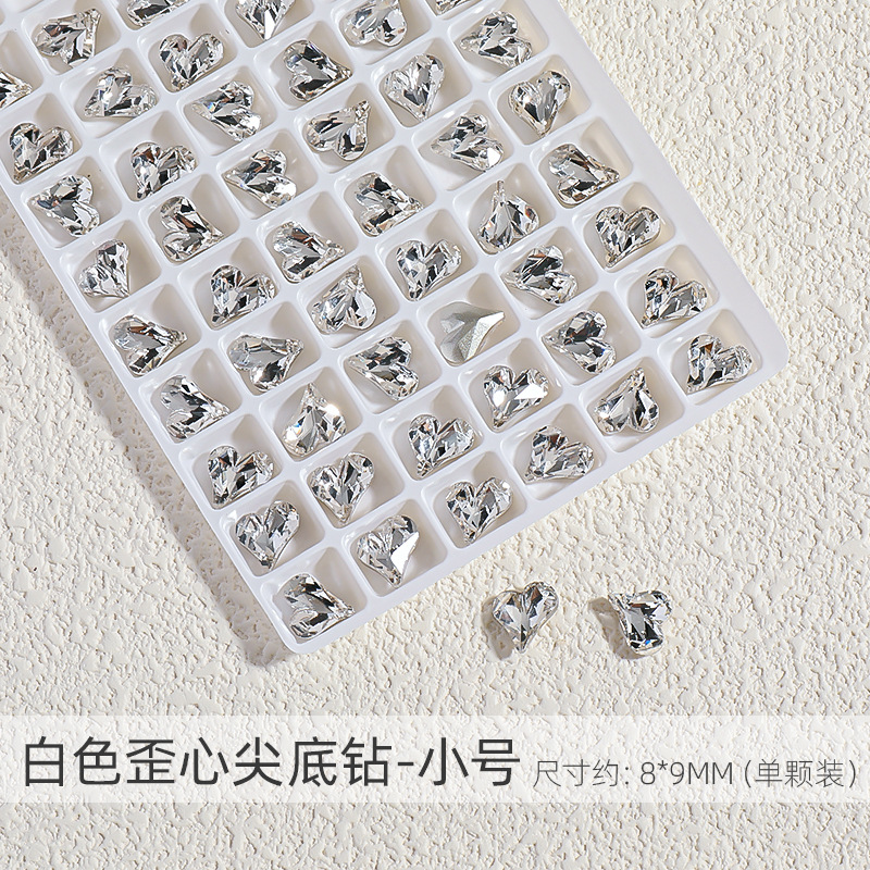 Nuevo flash melocotón corazón amor diamante puntiagudo Fondo diamante K9 accesorios de uñas al por mayor