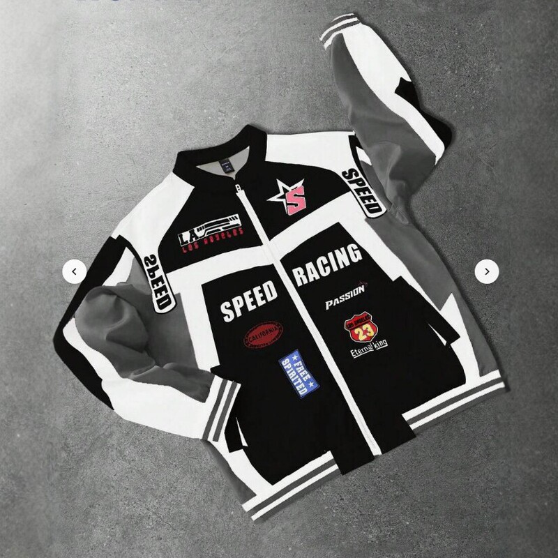 2025 American Retro Racing Stand-Collar Jacket Speed Printed Zipper Baseball Jacket Loose Trendy Brand Men's Outerwear 2025 American Retro Racing Stand-Collar Jacket Speed Printed Zipper Baseball Jacket Loose Trendy Brand Men's Outerwear