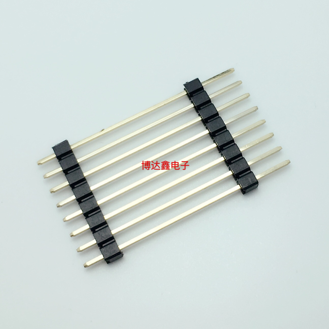 单排排针2.54*2.5-1*9P针长34.2双塑间距2.54塑高2.5全铜镀金耐高