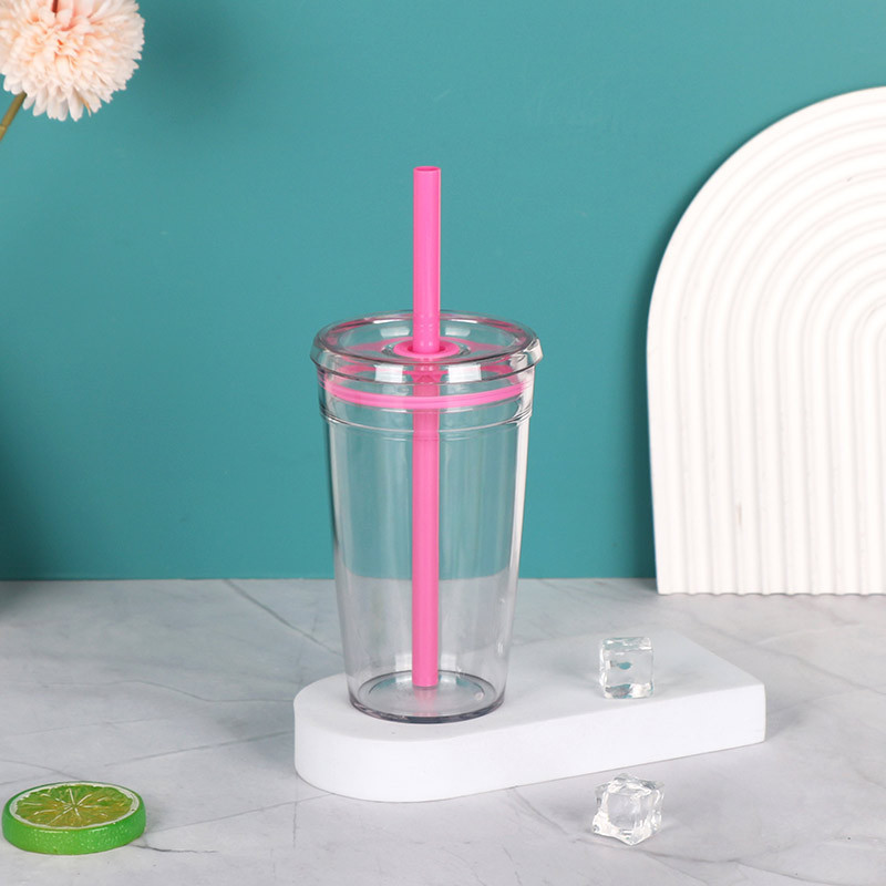 クロスボーダー 15 オンスプラスチックカップポータブル単層透明プラスチックカップストローカップマルチカラーコーヒーカップミルクティーカップ|undefined