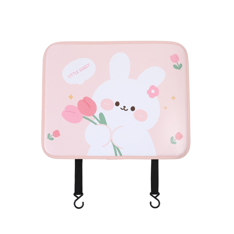 Katong Cartoon Car Anti-Kick Pad Leather Printed Car Seat Back Protector (Chair back anti-kick pad) - tulip-rabbit-anti-kick-pad-small