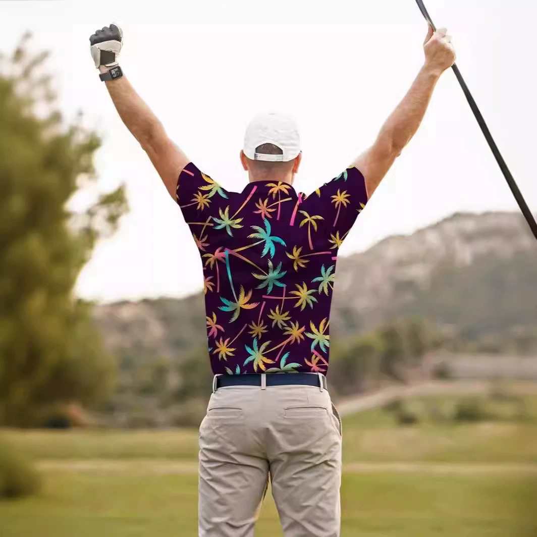Кокосовая рубашка-поло для гольфа, мужская одежда с короткими рукавами, Спорт на открытом воздухе, отдых, цифровая печать