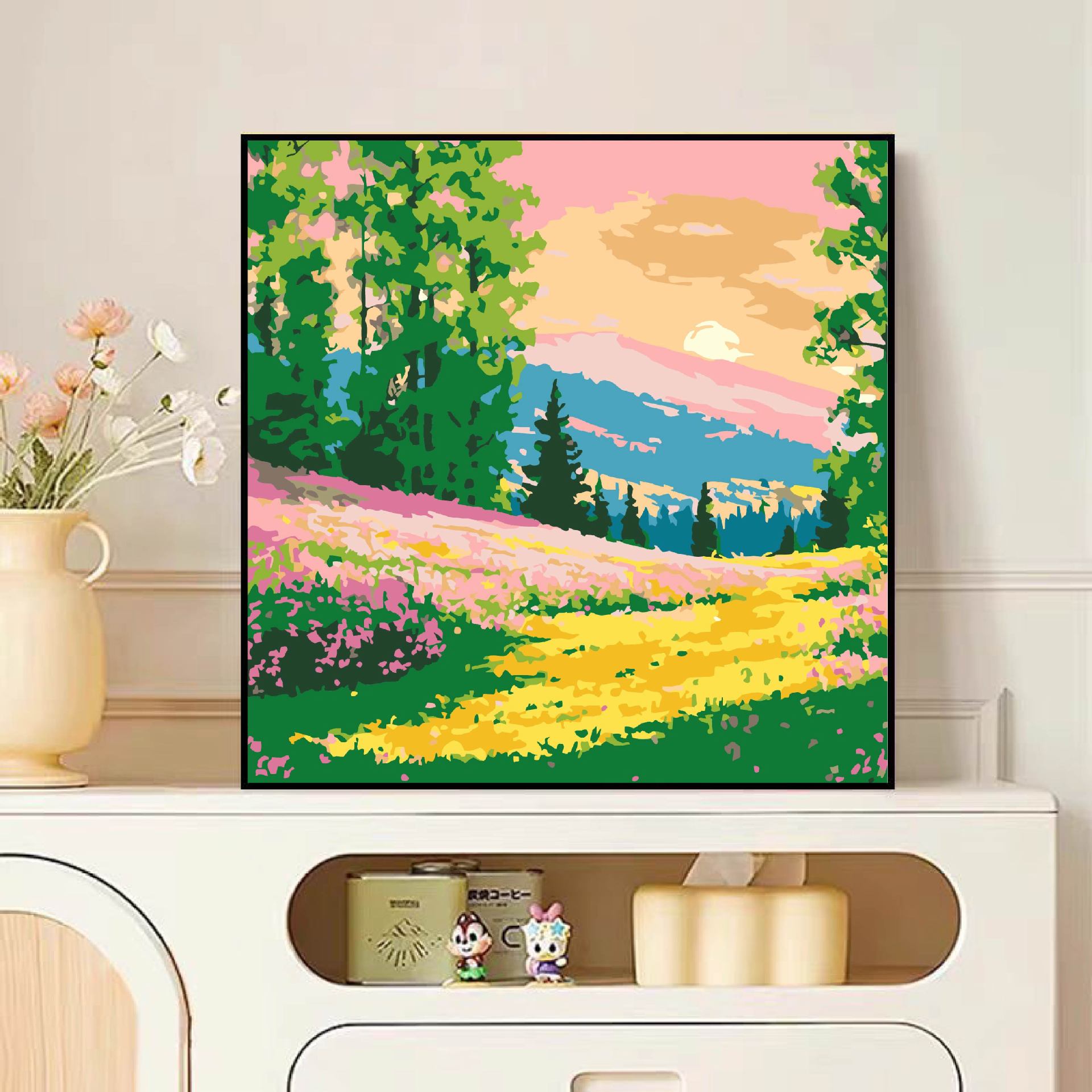 Diy pintura al óleo digital dibujos animados para niños pinturas acrílicas pintadas a mano pinturas de tamaño pequeño pinturas al óleo pintadas de color simple descompresión