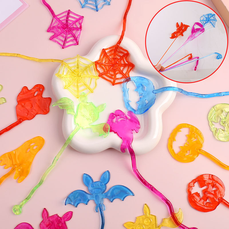 Cross-Border Elastic Palm Spider Web Pumpkin Ghost Halloween Catapult Dart Trick Wall Climbing Sticky Telescopic Toy