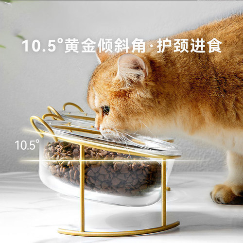 Cat Bowl Glass Cat Food Bowl Double Bowl Dog Bowl Pet Bowl Cat Food Bowl Water Bowl Cat Supplies Tall Cat Bowl Anti-Tip