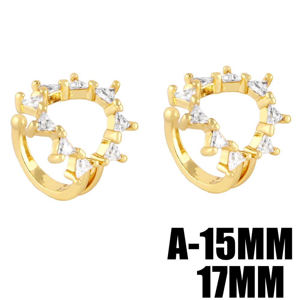 Fashion Irregular Copper Ear clips Inlay Zircon Copper Earrings