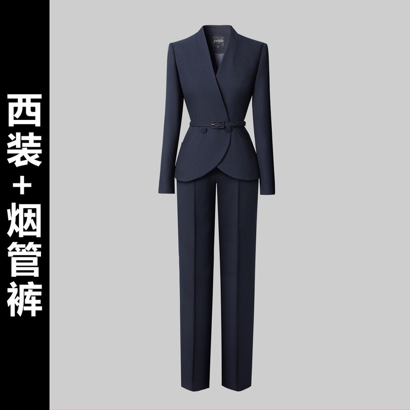 秋季西装套装女职业气质OL通勤酒店工装案场客服售楼部工作服高端|undefined