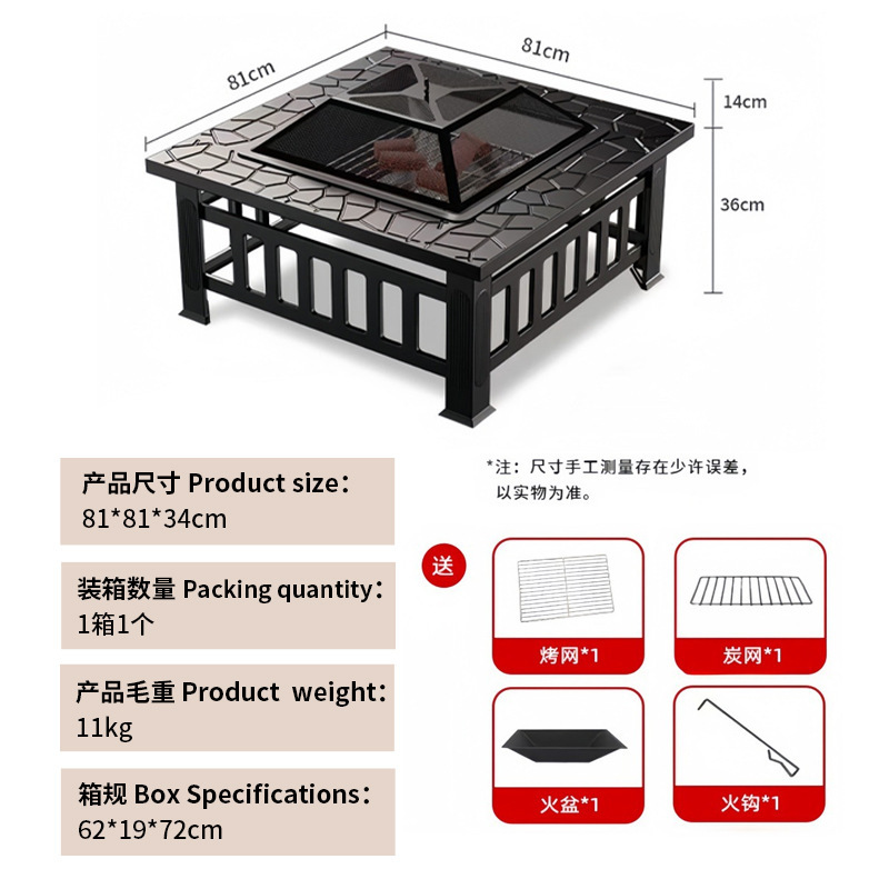 Parrilla de barbacoa al aire libre parrilla de barbacoa hogar horno de leña horno de calefacción patio horno de cocina horno de cocina de té conjunto mesa de fuego de carbón