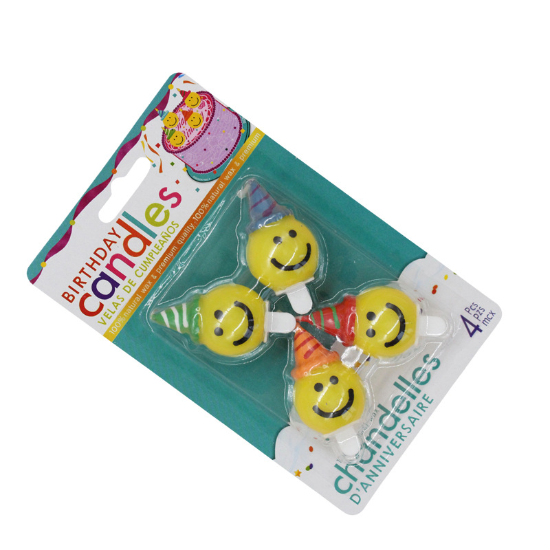 Vela de cumpleaños de dibujos animados al por mayor popular fiesta de flores oso dinosaurio donut cara sonriente vela de pastel para niños