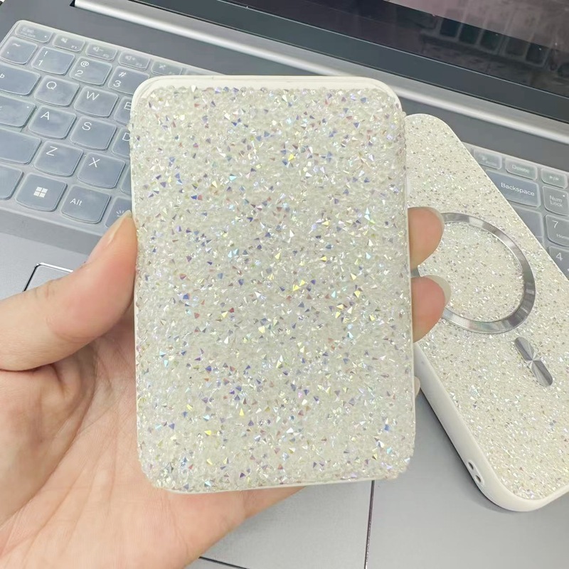 Apple 16pm 磁気カードホルダーラインストーン携帯電話ケース Magsafe カードホルダーフラッシュダイヤモンドパッチカードホルダーに適しています|undefined