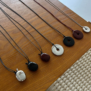 Blogger with Water Bottle Solid Pendant Safe Buckle Metal Long Woolen Chain Simple Niche Cold Style Necklace for Women