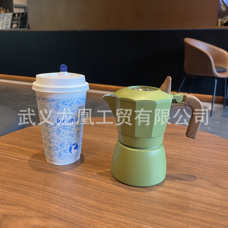 Nuevo tipo de doble válvula transfronteriza de motoca tetera doméstica pequeña cafetera de café a mano set de café italiano