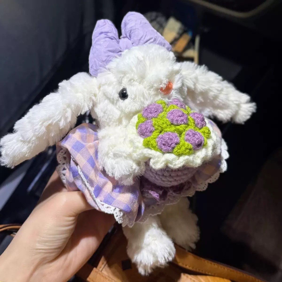 Purple holding flowers-hand rope