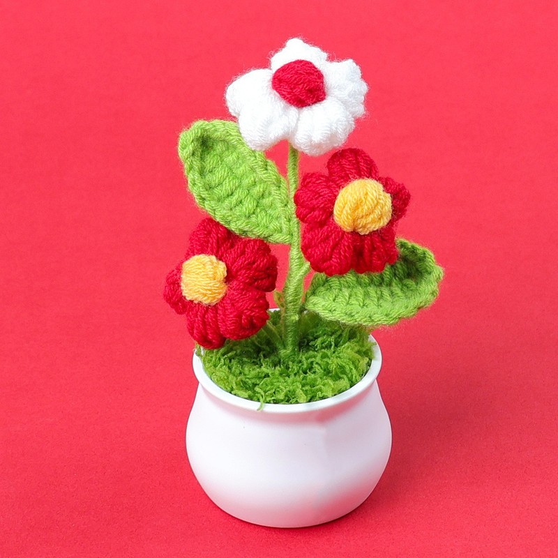 完成したウールひまわり鉢植えスズラン造花チューリップデスクトップ装飾品バレンタインデー教師クラスメートギフト|undefined