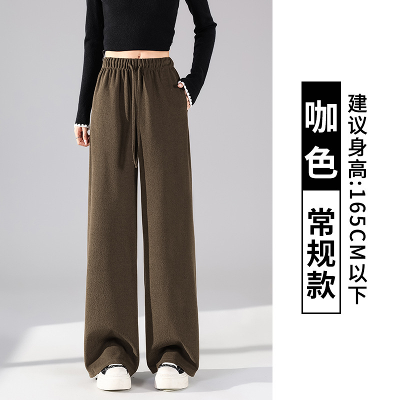 实拍复古运动裤女秋季2025新款低腰抽绳宽松直筒垂感休闲阔腿裤子|undefined