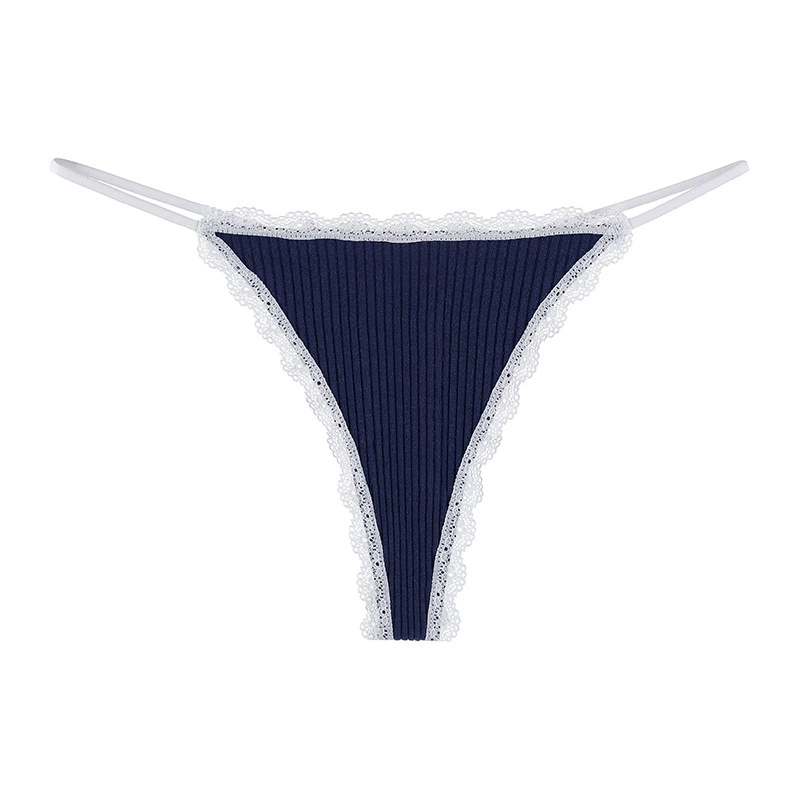 Women’s cotton thong, breathable thin‑strap underwear with lace, sexy comfortable, sizes S–XL