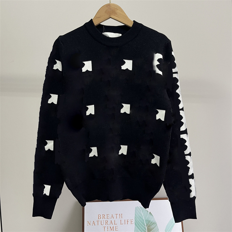 8461女士秋冬新款满印织花长袖针织衫 圆领套头提花时尚休闲毛衣