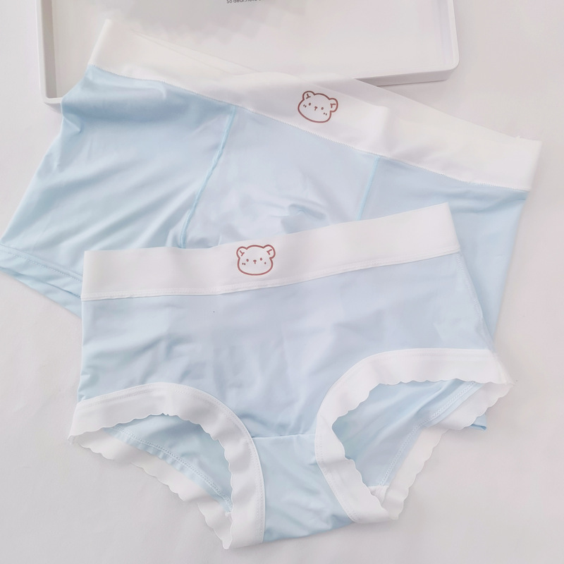 New ice silk seamless couple underwear cotton gear dopamine men's boxer female triangle couple underwear a generation of hair New ice silk seamless couple underwear cotton gear dopamine men's boxer female triangle couple underwear a generation of hair