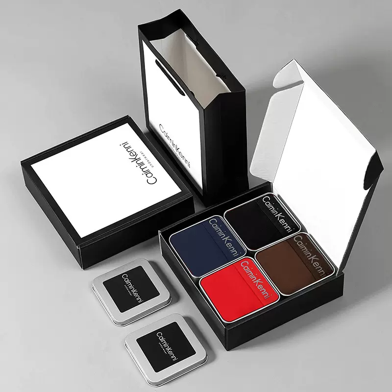 男士内裤全棉100%纯棉男款平角四角裤时尚舒适男生短裤高端礼盒装