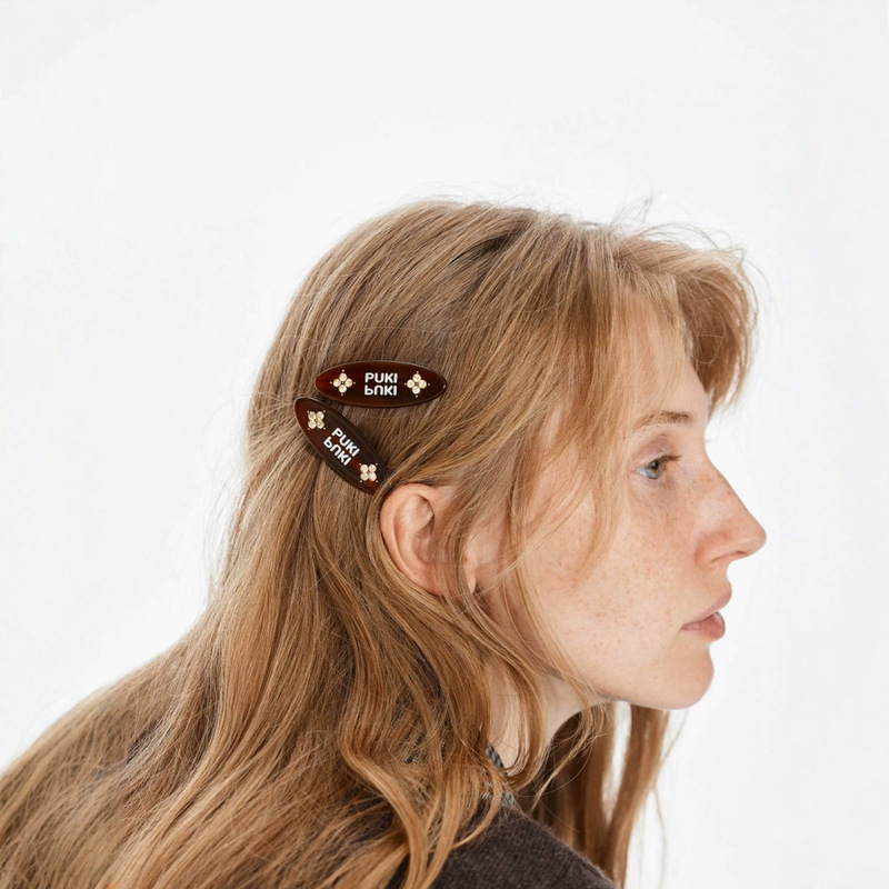 2025 新ファッションヘアピン酢酸プレートレターダックビルクリップイン女性インターネットセレブスタイル前髪クリップサイドクリップ|undefined