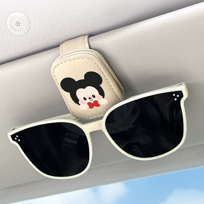 Side, Multifunctional Sun Visor Sunglasses: Car Glasses Clip/Bill Clip - beige-mickey