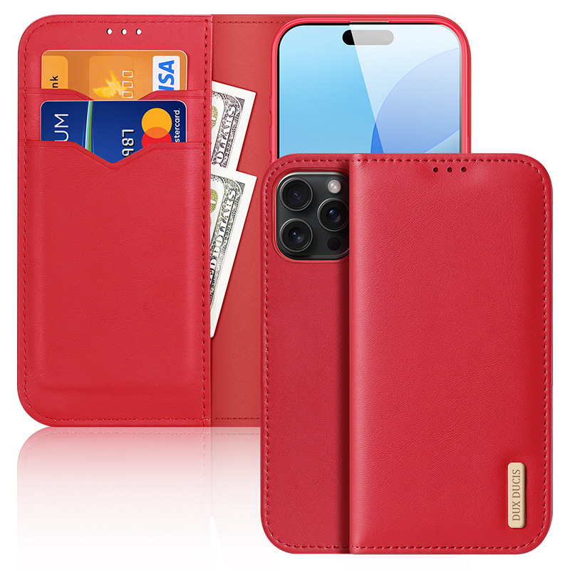 Aplicable para iPhone17Pro, teléfono de cuero genuino, Apple16Pro, cartera de tarjeta, cubierta de cuero al por mayor