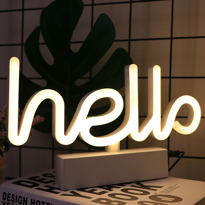 따뜻한 흰색 안녕하세요 (USB + 배터리 이중 사용)