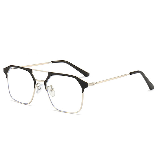 Anti-blue light glasses, black frames for men, handsome glasses, flat glasses for men, double bridge glasses frames, myopia frames available online