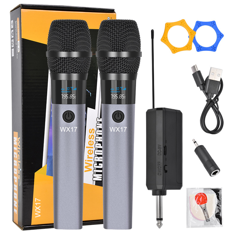 WX17无线麦克风一拖一一拖二内置可充电无线话筒唱歌舞台演讲直播