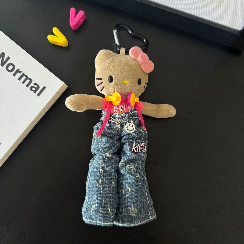 新款可爱长腿kitty毛绒挂件裙子换装娃衣ins风玩偶挂饰背包|undefined