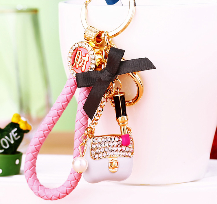 Modern Style Color Block Metal Inlay Rhinestones Women's Keychain display picture 1
