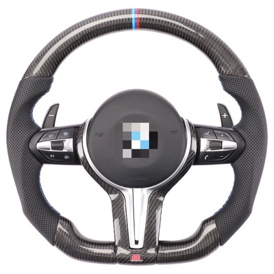 Suitable for Bmw 1234567 Series F10F30G20G30 Carbon Fiber Sports Flat-Bottomed Car Steering Wheel (Steering wheel) - black-m3